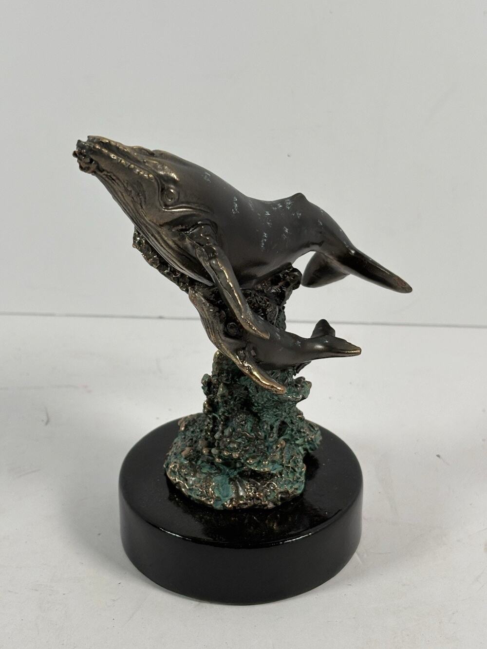 Humpback Whale Calf Sculpture Bronze Finish Ocean Nautical Figurine Statue 6in